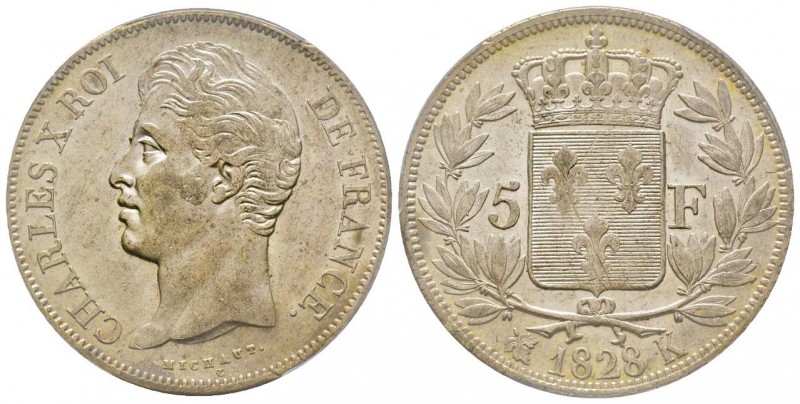 Charles X 1824-1830
5 Francs, Bordeaux, 1828 K, AG 25 g.
Ref : G.644
Conservatio...