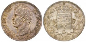 Charles X 1824-1830
5 Francs Tranche en relief, Paris, 1830 A, AG 25 g.
Ref : G.644
Conservation : PCGS AU58