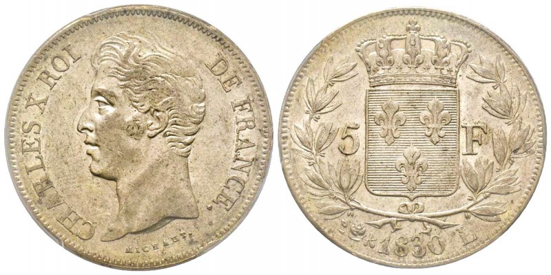 Charles X 1824-1830
5 Francs, Bayonne, 1830 L, AG 25 g.
Ref : G.644
Conservation...