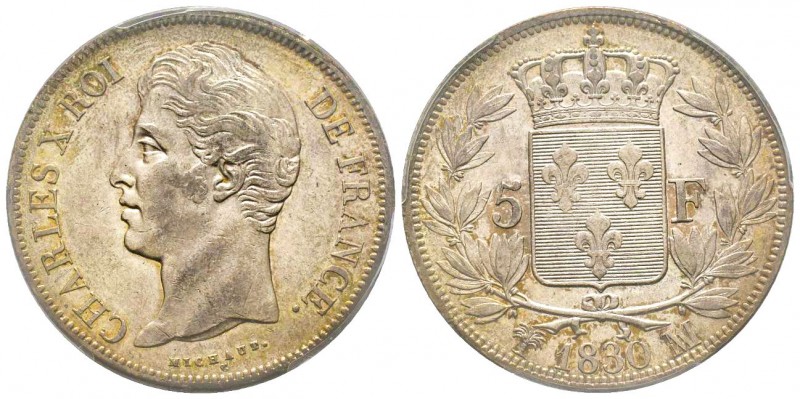 Charles X 1824-1830
5 Francs, Marseille, 1830 MA, AG 25 g.
Ref : G.644
Conservat...