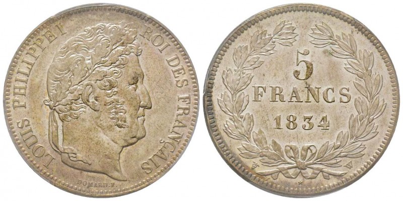 Louis Philippe 1830-1848
5 Francs, Lille, 1834 W, AG 25 g.
Ref : G.678
Conservat...