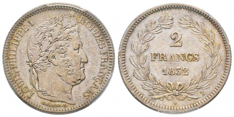 Louis Philippe 1830-1848
2 Francs, La Rochelle, 1832 H, AG 10 g.
Ref : G.520
Con...