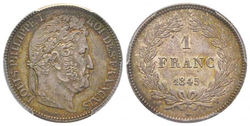 Louis Philippe 1830-1848
1 Franc, Lille, 1845 W, AG 5 g.
Ref : G.453
Conservatio...