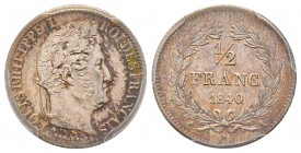 Louis Philippe 1830-1848
Demi Franc, Paris, 1840 A, AG 2.5 g.
Ref : G.408
Conservation : PCGS MS63