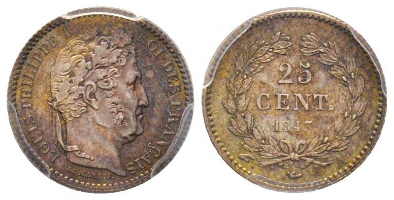 Louis Philippe 1830-1848
25 Centimes, Paris, 1847 A, AG 1.25 g.
Ref : G.357
Cons...