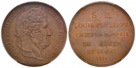 Louis Philippe 1830-1848
Essai au module de 5 Francs, visite de la Monnaie de Domard, Rouen, 1831, AE 23 g.
Ref : Maz. 1168b, G.679c (1989)
Conservati...