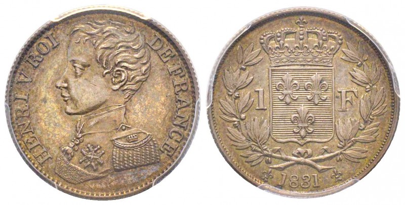 Henri V
Épreuve en argent du 1 franc, Paris, 1831, AG, 5 g.
Réf: Gadoury (1989) ...