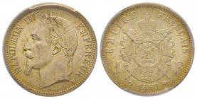 Second Empire 1852-1870
1 Franc, Paris, 1867 A, AG 5 g.
Ref : G.463
Conservation : PCGS MS65