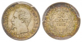 Second Empire 1852-1870
20 Centimes, Paris, 1853 A, Petite tête, AG 1 g.
Ref : G.305
Conservation : PCGS MS64