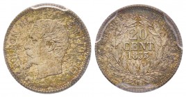 Second Empire 1852-1870
20 Centimes, Paris, 1855 A, chien, AG 1 g.
Ref : G.305
Conservation : PCGS MS65