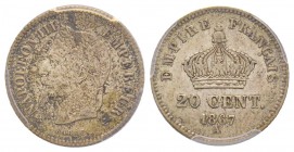 Second Empire 1852-1870
20 Centimes, Paris, 1867 A, AG 1 g.
Ref : G.309
Conservation : PCGS AU58