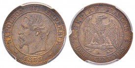 Second Empire 1852-1870
2 Centimes, Paris, 1853 A, AE 5 g.
Ref : G.103
Conservation: PCGS AU58