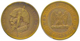 Second Empire 1852-1870
Monnaie satirique, module de 5 centimes, Paris, 1870, AU
Ref : Coll. 42
Conservation : PCGS MS63