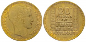 Troisième République 1870-1940
Essai au module de 20 francs Turin, 1929, Br-Al 20.03 g.
Réf: Gadoury (1989) 852, Maz 2554a (R1)
Conservation: PCGS Gen...