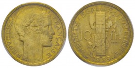 Troisième République 1870-1940
Essai de 10 francs Concours par Morlon, 1929, AE-Al, 9 g.
Réf: GEM 166.3, Gadoury (1989) 796, Maz.2549a (R1)
Conservati...