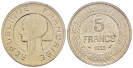 Troisième République 1870-1940, 
Essai de 5 francs Cochet, Paris, 1933, Ni 11.9 g.
Réf: GEM135.1, Gadoury (1989) 754, Maz.2560 (R2)
Conservation: PCGS...