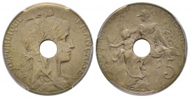 Troisième République 1870-1940
Essai de 5 centimes flan perforé, Daniel-Dupuis, Paris, 1907, Nickel 5.04 g.
Ref : GEM14.17, Maz.2204 (R2)
Conservation...