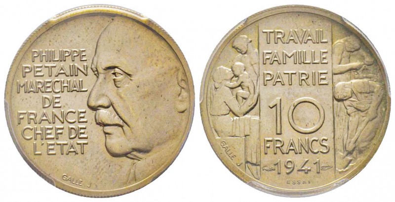 Etat Français 1940-1944
Essai de 10 Francs Maréchal Pétain concours de Galle, Pa...