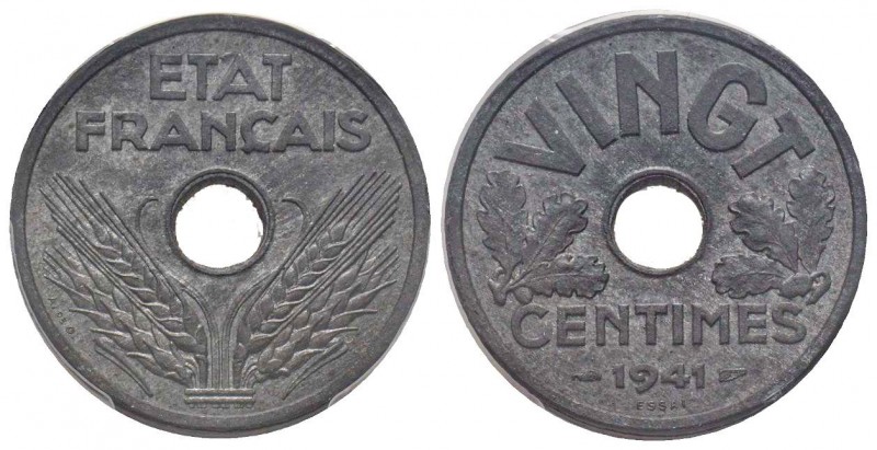 Etat Français 1940-1944
Piéfort de 20 Centimes, 1941, Zinc 7.22 g.
Ref : GEM51.E...