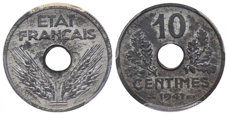 Etat Français 1940-1944
Essai de 10 Centimes grand module, 1941, Zn, 2.48 g.
Ref...