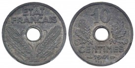 Etat Français 1940-1944
Piéfort de 10 Centimes, 1941, Zn, 5 g.
Ref : GEM44.EP, Gadoury (1989) 290, Maz 2672a (R3)
Conservation : PCGS SP62. Rare