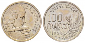Quatrième République 1946-1958
Essai de 100 Francs Cochet, 1954, Cu-Ni 6 g.
Ref : G.897, GEM230.6, Maz 2769 (R2)
Conservation : PCGS SP64