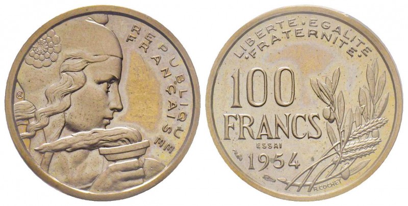 Quatrième République 1946-1958
Piéfort de 100 Francs Cochet, 1954, Cu-Ni 12 g.
R...