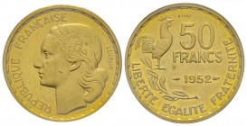 Quatrième République 1946-1958
Piéfort de 50 Francs Guiraud, 1952, Cu-Al, 16 g.
Ref : Gadoury (1989) 880, Maz 2766a (R2)
Conservation : PCGS SP63
Quan...