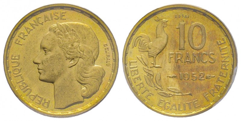 Quatrième République 1946-1958
Piéfort de 10 Francs Guiraud, 1952, Cu-Al, 6 g.
R...