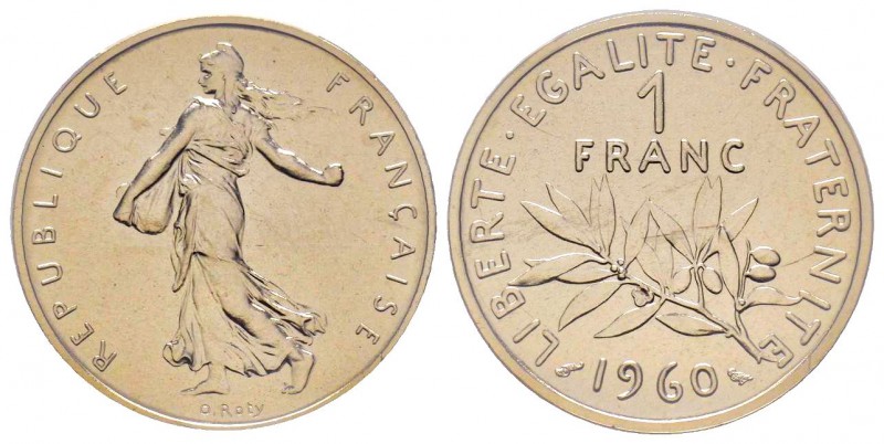 Cinquième République, 
Piéfort de 1 Franc Semeuse, 1960, Ni 13.7 g.
Ref : Taill....