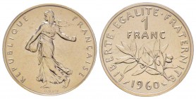 Cinquième République, 
Piéfort de 1 Franc Semeuse, 1960, Ni 13.7 g.
Ref : Taill. 104.P1, KM#PE330
Conservation : PCGS SP67