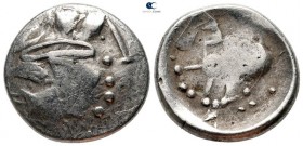 Eastern Europe. Imitation of Philip III of Macedon 200-100 BC. "Sattelkopfpferd" typ. Tetradrachm AR