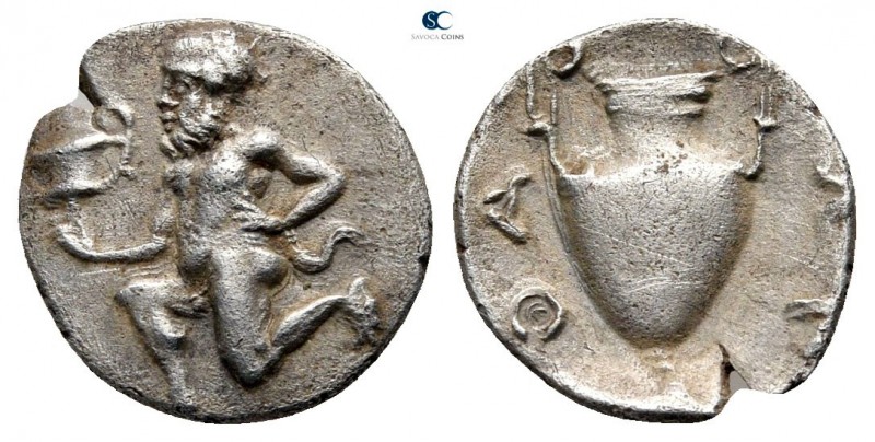 Islands off Thrace. Thasos circa 411-340 BC. 
Trihemiobol AR

12 mm., 0,75 g....