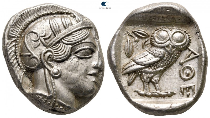 Attica. Athens 454-404 BC. 
Tetradrachm AR

26 mm., 17,18 g.

Head of Athen...