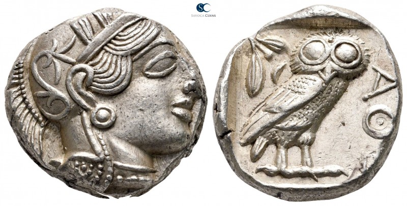 Attica. Athens 454-404 BC. 
Tetradrachm AR

23 mm., 17,21 g.

Head of Athen...