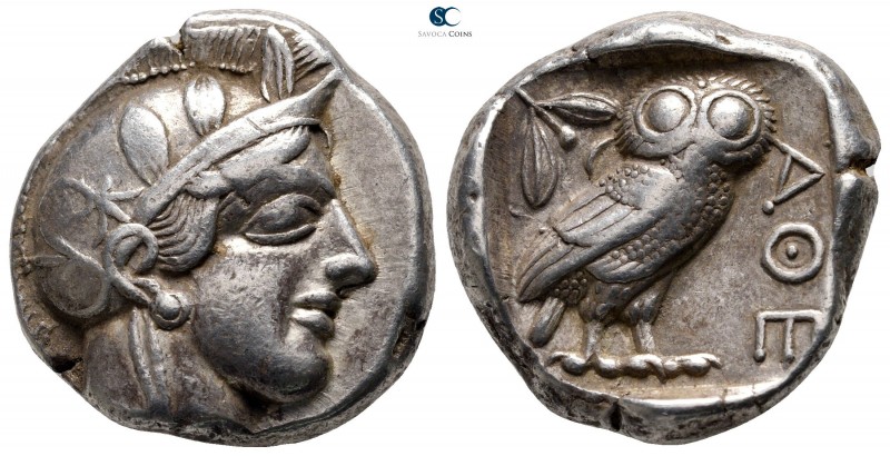 Attica. Athens 454-404 BC. 
Tetradrachm AR

23 mm., 17,17 g.

Head of Athen...