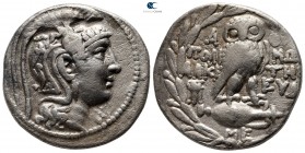 Attica. Athens. ΠΟΛΕΜΩΝ (Polemon), ΑΛΚΕΤΗΣ (Alketes), ΕΥΔΙ- (Eydi-), magistrates circa 165-42 BC. Struck 125-124 BC. Tetradrachm AR. New Style coinage...