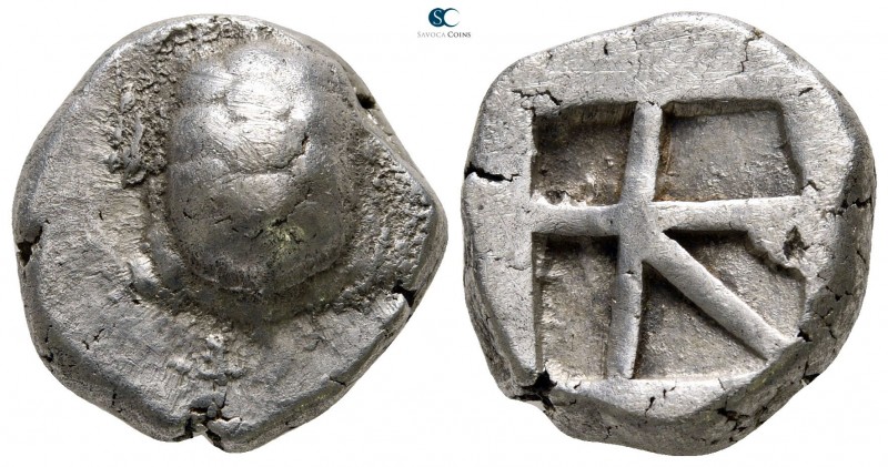Islands off Attica. Aegina 445-430 BC. 
Stater AR

18 mm., 12,14 g.

Land t...