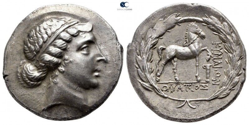 Aeolis. Kyme . ΟΛΥΜΠΙΟΣ (Olympios), magistrate circa 155-143 BC. 
Tetradrachm A...
