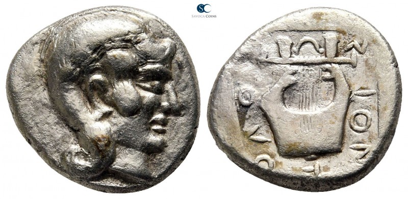 Ionia. Kolophon circa 480-450 BC. 
Drachm AR

17 mm., 4,25 g.

Laureate hea...