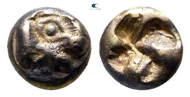 Ionia. Uncertain mint 600-550 BC. 
1/24 Stater EL

5 mm., 0,62 g.

Head of ...