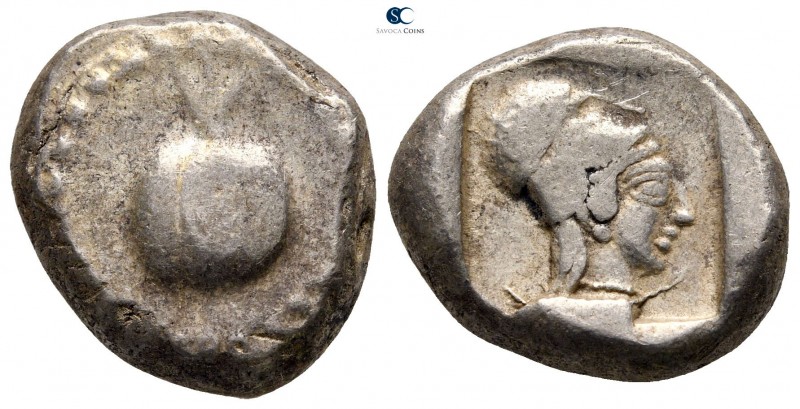 Pamphylia. Side 460-430 BC. 
Stater AR

20 mm., 10,91 g.

Pomegranate surro...
