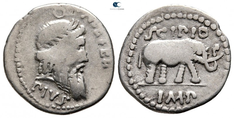 Q. Caecilius Metellus Pius Scipio 47-46 BC. Military mint travelling with Scipio...