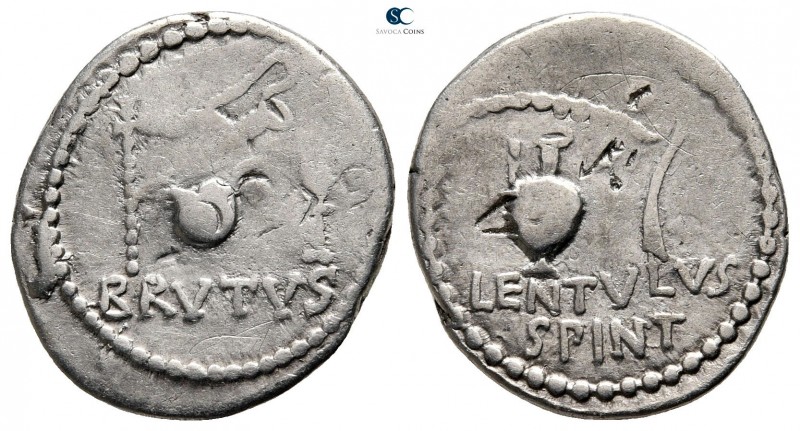 Q. Caepio Brutus and Lentulus Spint 43-42 BC. Mint moving with Brutus and Cassiu...
