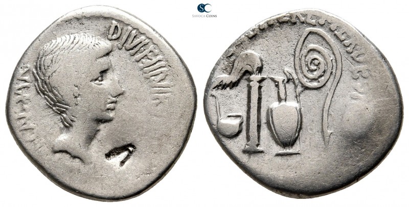 The Triumvirs. Octavian 37 BC. Mint in southern or central Italy
Denarius AR
...