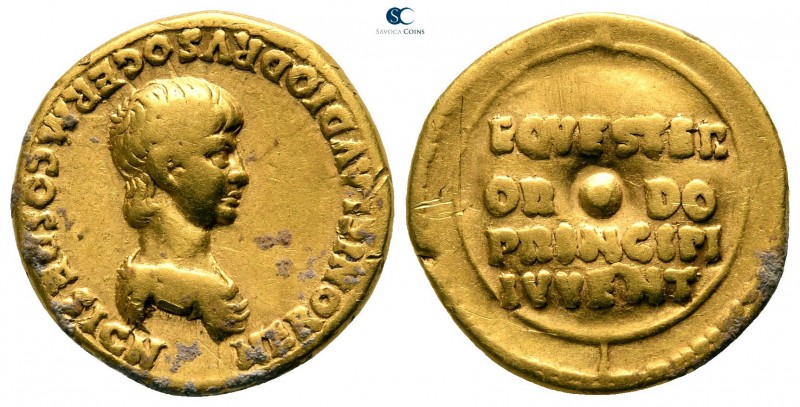 Nero as Caesar AD 50-54. Rome
Aureus AV

18 mm., 7,46 g.

NERONI CLAVDIO DR...