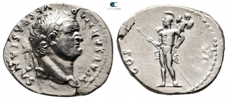 Titus, as Caesar AD 76-78. Rome
Denarius AR

18 mm., 3,05 g.

T CAESAR IMP ...