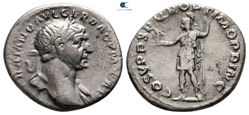 Trajan AD 98-117. Rome
Denarius AR

19 mm., 2,69 g.

[IMP T]RAIANO AVG GER ...