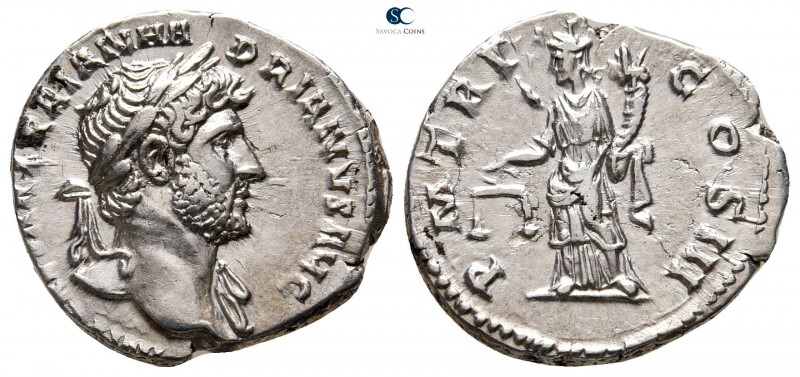 Hadrian AD 117-138. Struck circa late AD 120-121. Rome
Denarius AR

18 mm., 3...
