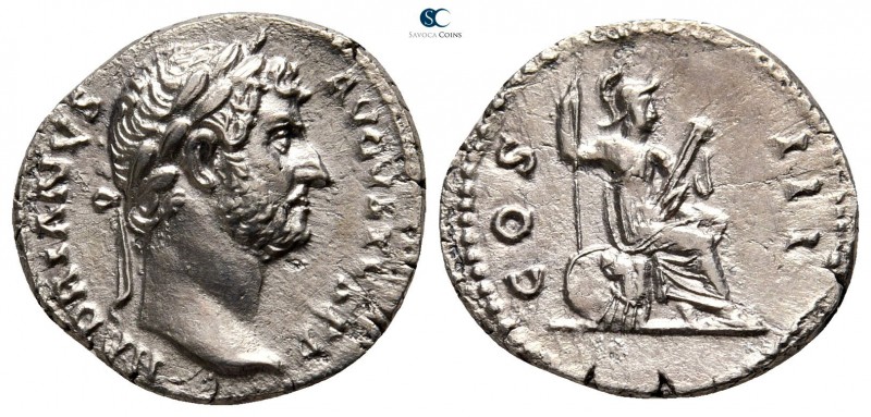 Hadrian AD 117-138. Rome
Denarius AR

17 mm., 3,09 g.

HADRIANVS AVGVSTVS P...